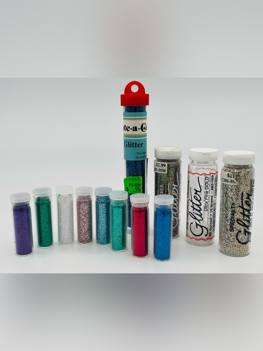 Mixed lot colors sizes Prisma Glitter tubes Vintage Metallic Gold blue red